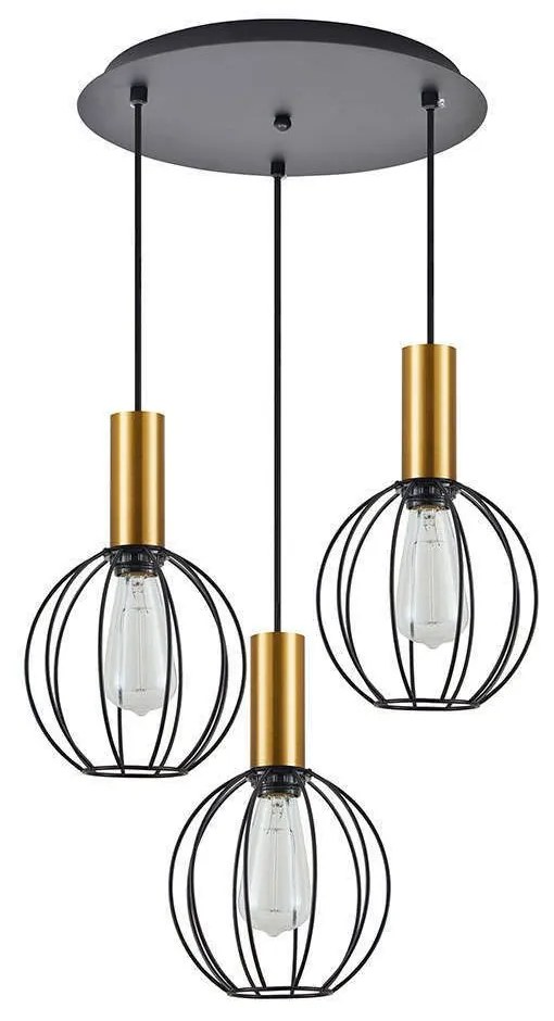 Φωτιστικό Οροφής Adept Tube 77-8628 37x37x300cm 3xE27 60W Black-Gold Homelighting