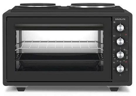 Davoline URBAN CHEF 3702 BL Ηλεκτρικό Φουρνάκι 37lt με 3 Εστίες 2500W Μαύρο