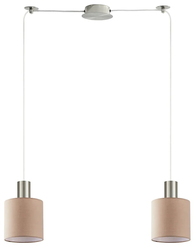 Φωτιστικό Οροφής SE21-NM-4-NM2-SH3 ADEPT TUBE Nickel Matt Pendant Brown Fabric Shade+ - 51W - 100W - 77-8431