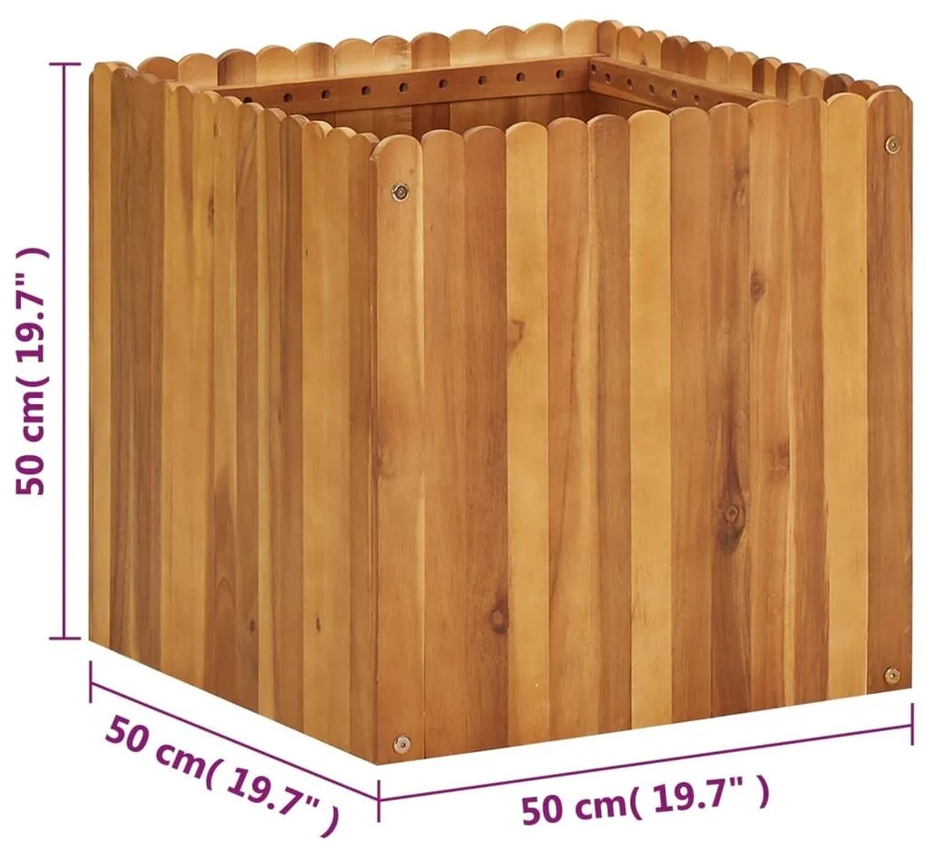 Ζαρντινιέρα Υπερυψωμένη 50 x 50 x 50 εκ. από Μασίφ Ξύλο Ακακίας - Καφέ