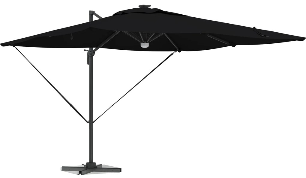 vidaXL Ομπρέλα Βραχίονα Roma με LEDs Μαύρη 286x285x270 εκ. Αλουμίνιο