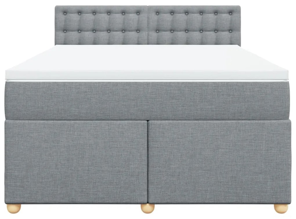 vidaXL Κρεβάτι Boxspring με Στρώμα Ανοιχτό Γκρι 140x190 εκ. Υφασμάτινο