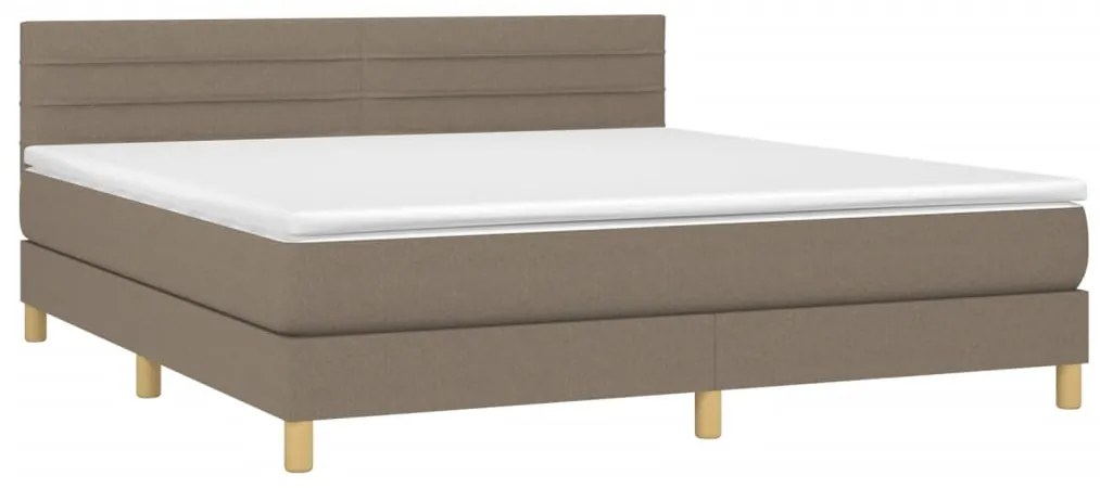 vidaXL Κρεβάτι Boxspring με Στρώμα & LED Taupe 160x200 εκ. Υφασμάτινο