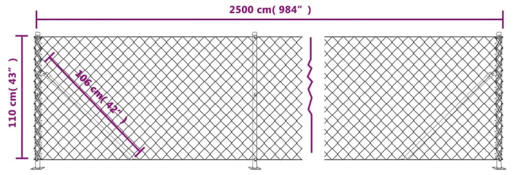 vidaXL Συρματόπλεγμα Περίφραξης Πράσινο 1,1 x 25 μ. με Βάσεις Φλάντζα