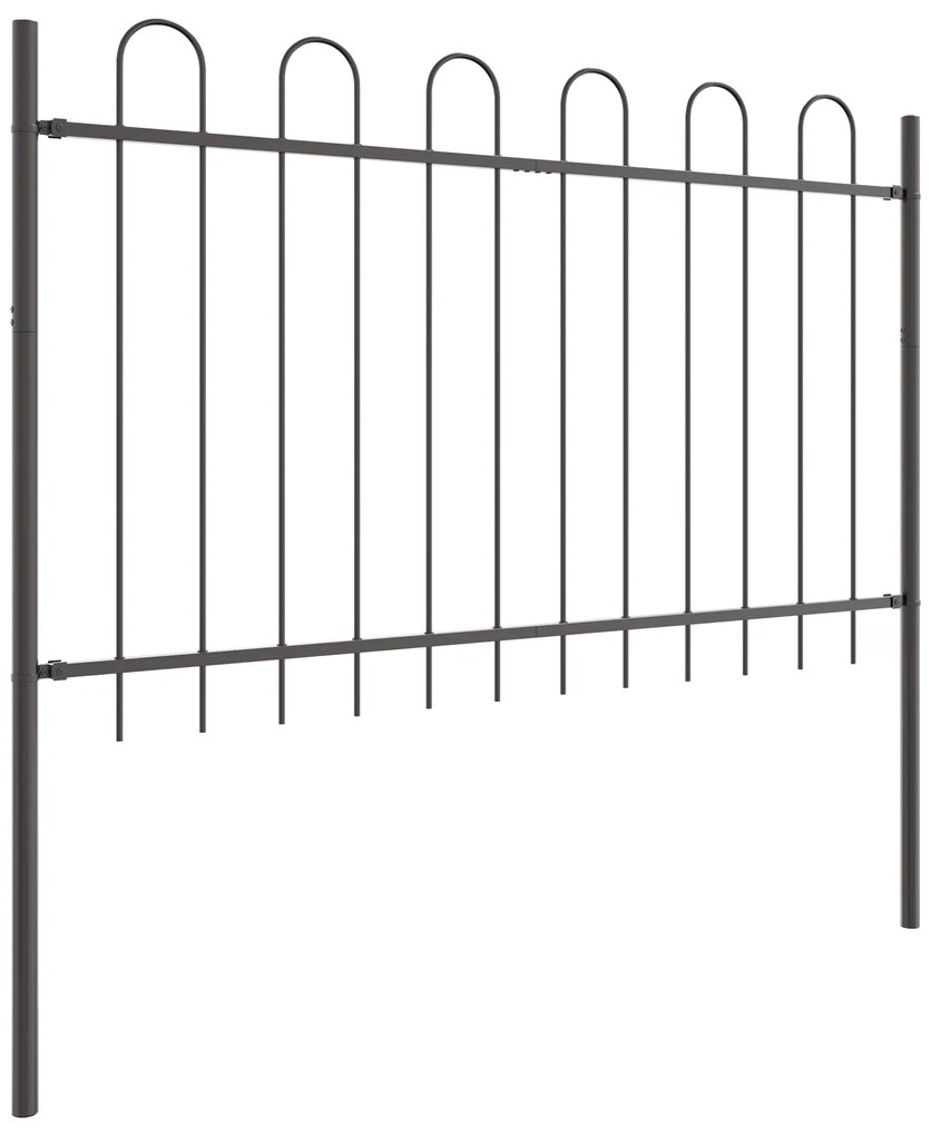 vidaXL Φράκτης Κήπου με Κυρτό Κορυφή, Γκρι, 10,2x0,8 μ, από Μέταλλο