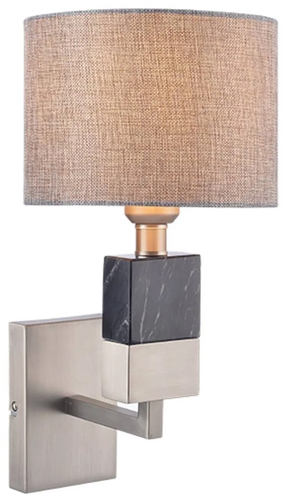 Φωτιστικό Τοίχου ML306411WS Με Μάρμαρο Grey Metal, Fabric