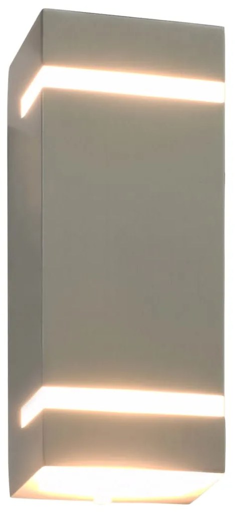 vidaXL Φωτιστικά Τοίχου Εξωτερικού Χώρου 2 τεμ. Ορθογώνια Ασημί 35W