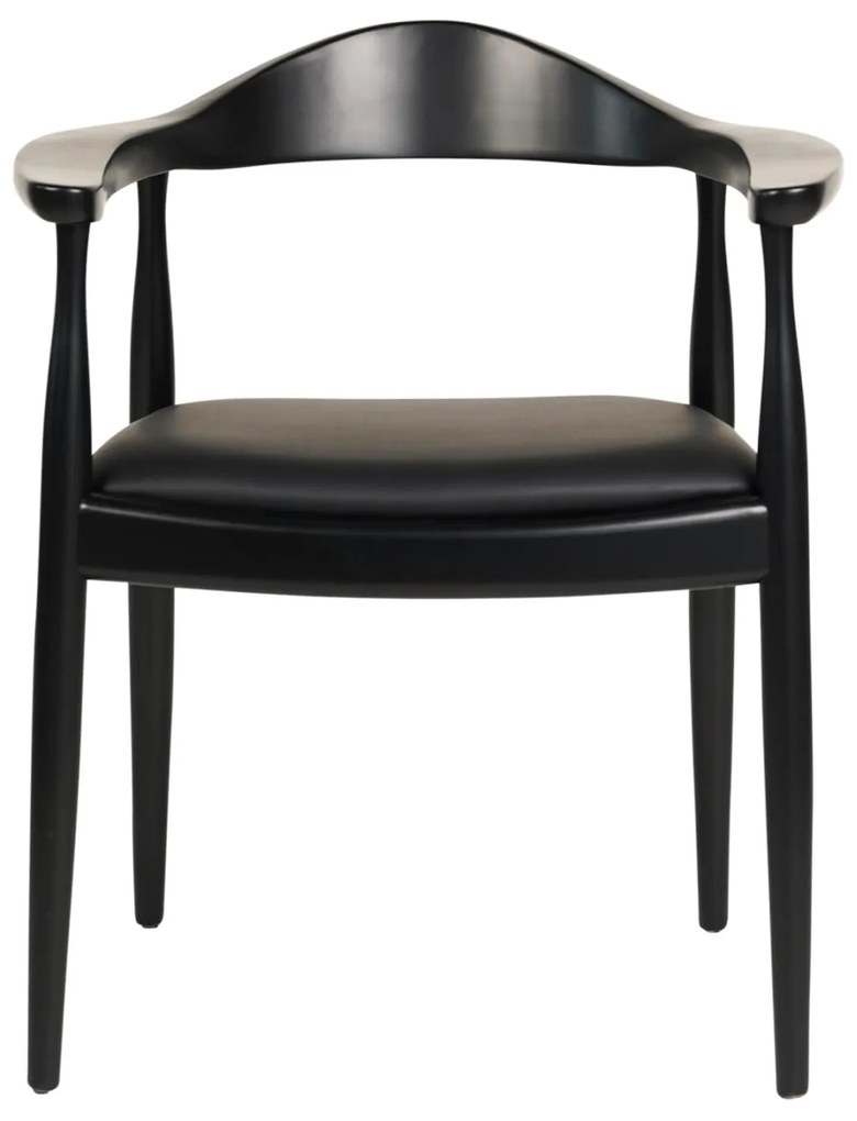 Πολυθρόνα Τραπεζαρίας ADOR RUBBERWOOD &amp; PU σε Μαύρο 62x54x76,5Υεκ 62x54x76.5 εκ.