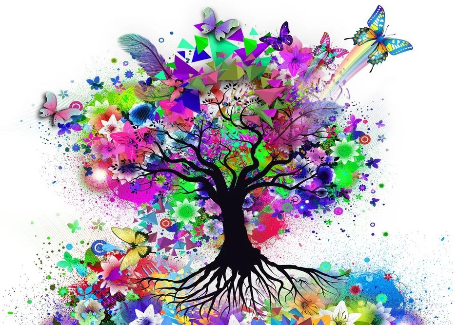 Εικόνα λουλούδι δέντρο γεμάτο χρώματα - 90x60