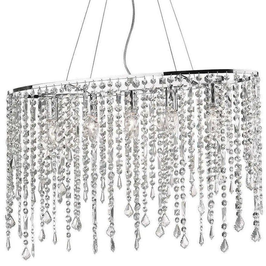 Φωτιστικό Οροφής Rain 008363 66,5x55/145x23,5cm 5xE14 40W Chrome Ideal Lux