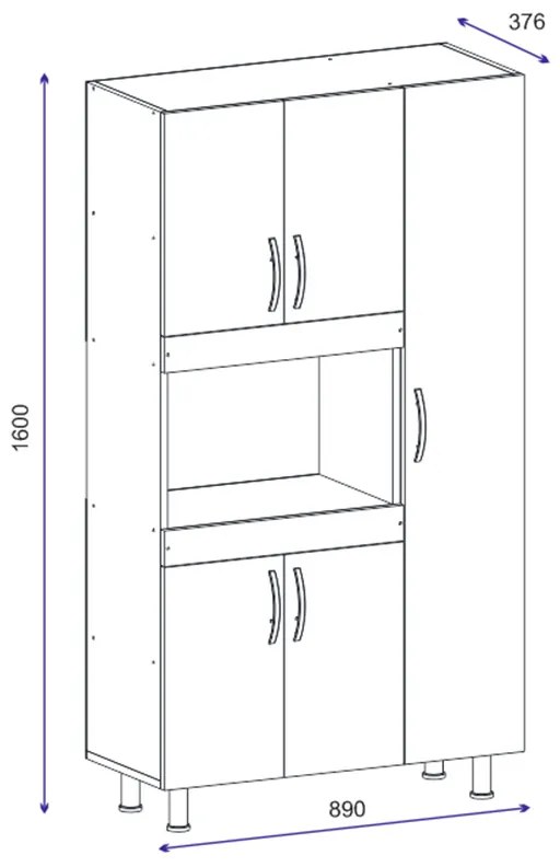 ΝΤΟΥΛΑΠΑ ΚΟΥΖΙΝΑΣ DEFNE PAKOWORLD ΧΡΩΜΑ ΛΕΥΚΟ-ΚΑΡΥΔΙ  89X37.5X160ΕΚ