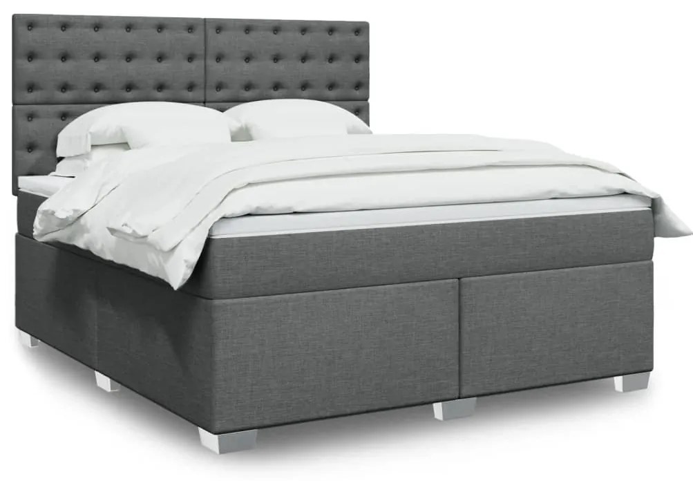 vidaXL Κρεβάτι Boxspring με Στρώμα Σκούρο Γκρι 180x200 εκ Υφασμάτιν