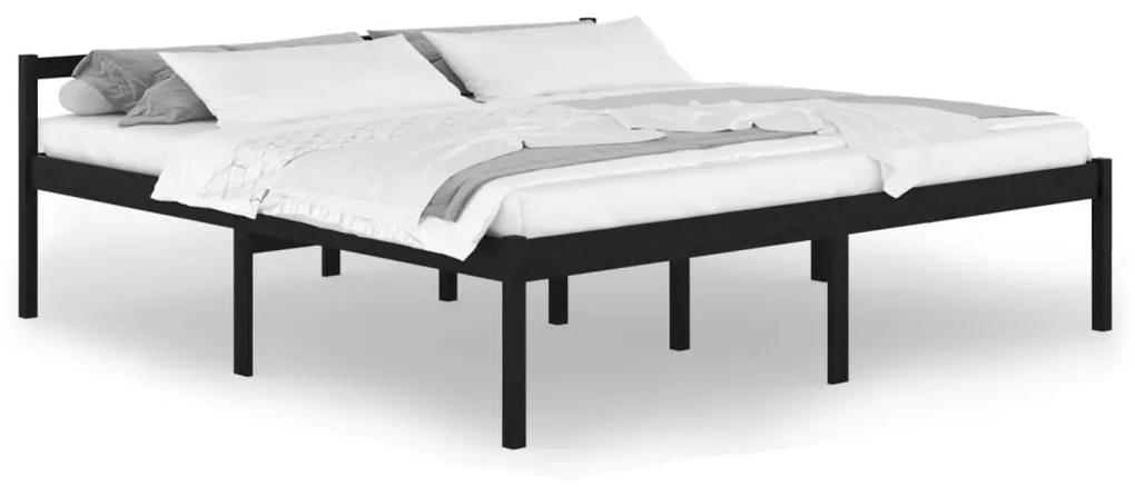 Κρεβάτι Ηλικιωμένων Μαύρο 200 x 200 εκ. από Μασίφ Ξύλο Πεύκου - Μαύρο