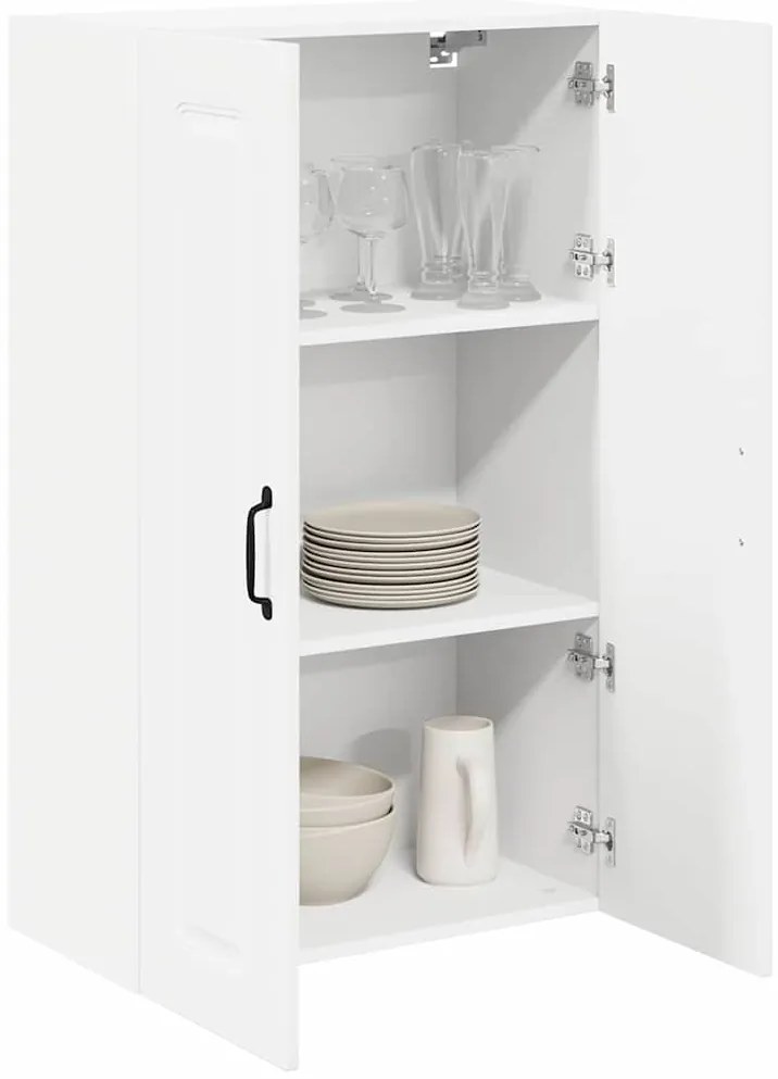vidaXL Κρεμαστό ντουλάπι κουζίνας με ράφι Υψηλής γυαλάδας λευκό