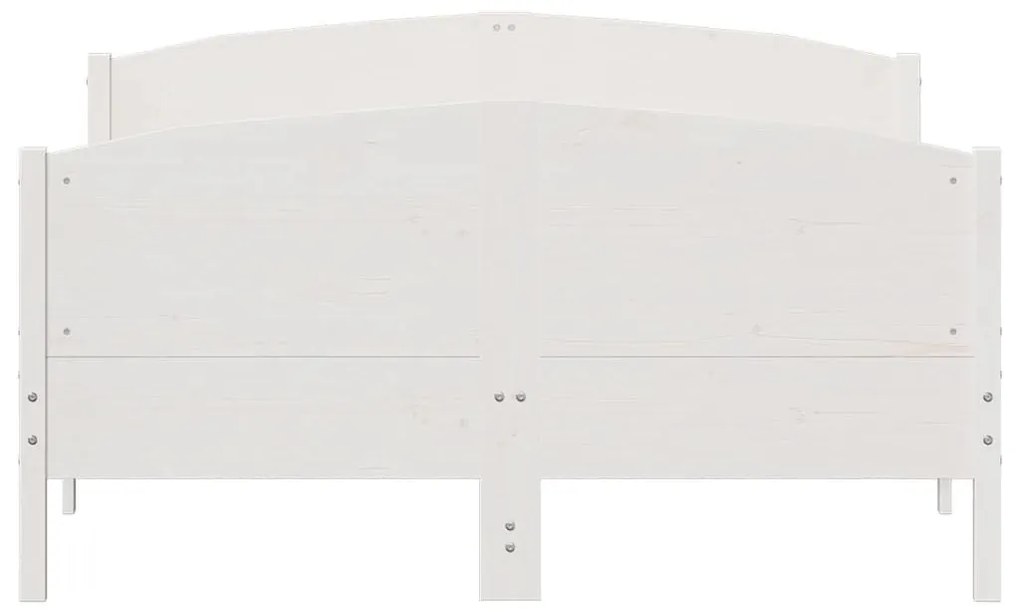 Πλαίσιο Κρεβατιού Κεφαλάρι Λευκό 150x200εκ Μασίφ Πεύκο - Λευκό