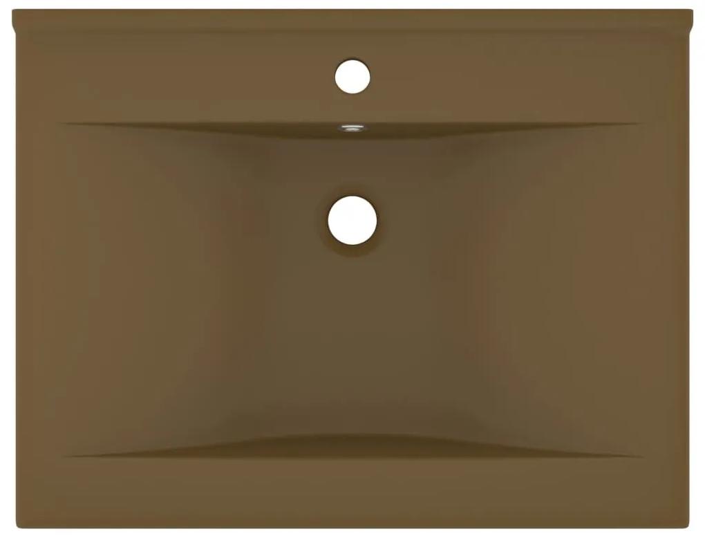 Νιπτήρας με Οπή Βρύσης Κρεμ Ματ 60 x 46 εκ. Κεραμικός - Κρεμ