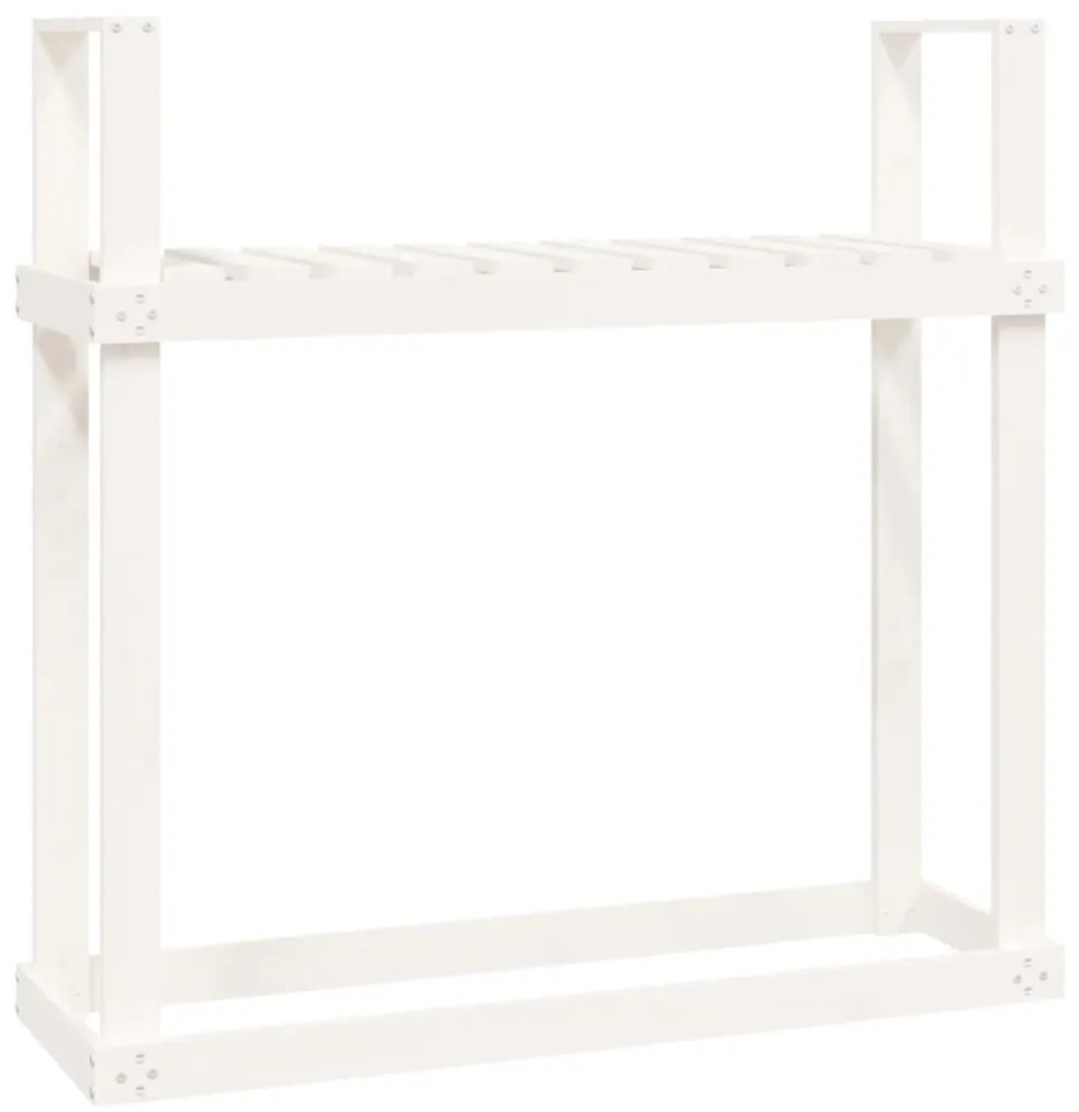 vidaXL Ραφιέρα Καυσόξυλων Λευκή 110x35x108,5 εκ. από Μασίφ Ξύλο Πεύκου