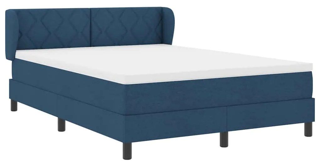 vidaXL Κρεβάτι box spring με στρώμα με στρώμα Μπλε 140 x 190 cm ύφασμα