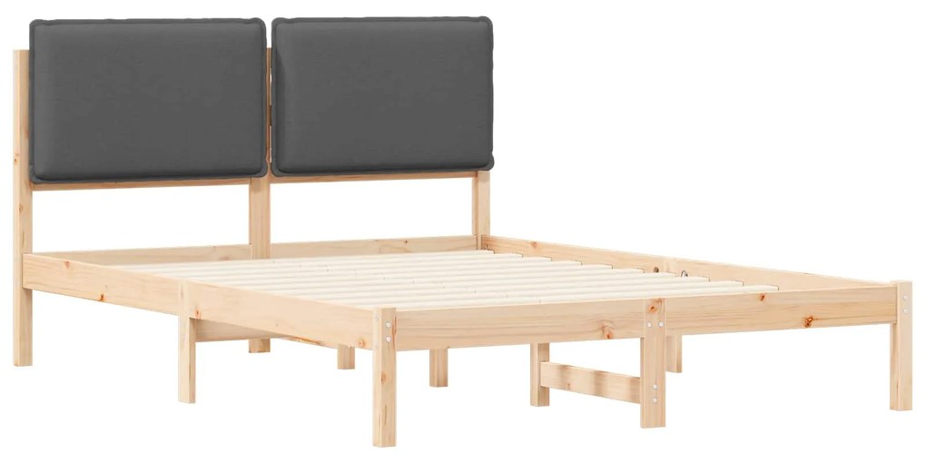 vidaXL Σκελετός Κρεβατιού με Επενδεδυμένο Κεφαλάρι Σκούρο Γκρι