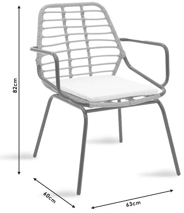 Σετ κήπου Τραπεζαρίας Gaus-Naoki C369 σετ 3τεμ μέταλλο μαύρο pe φυσικό