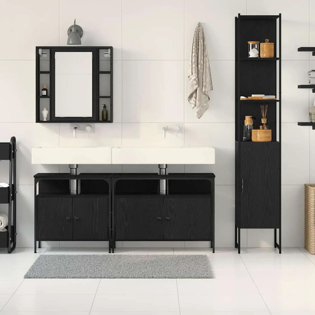 vidaXL Σετ Ντουλαπιών Μπάνιου 4 pcs Μαύρη δρυς 33 x 33 x 185.5 εκ