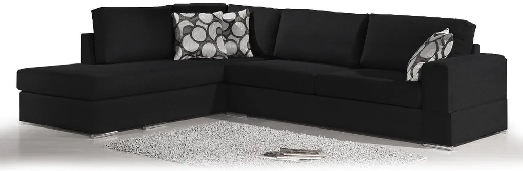 Γωνιακός καναπές Must-Δεξιά-295φ 230β εκ.-Μαύρο