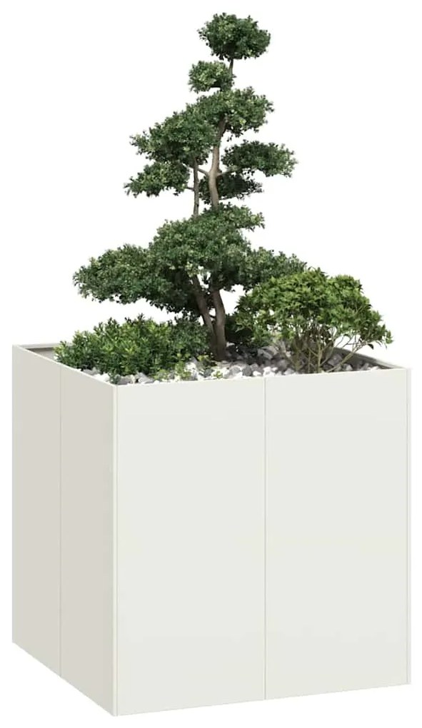 Ζαρντινιέρα Λευκή 80x80x80 εκ. από Χάλυβα