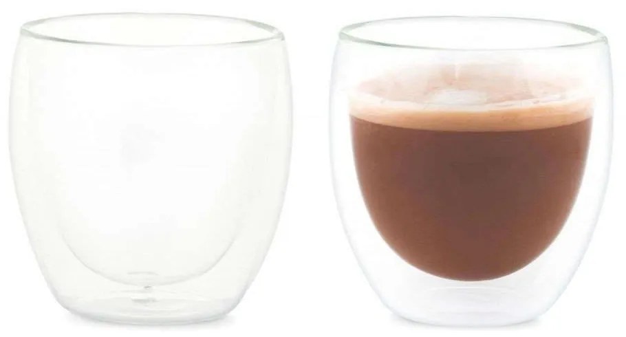 Ποτήρια Latte Διπλού Τοιχώματος (Σετ 2Τμχ) LBTAH-MS20102 Φ9x9cm 250ml Clear Andrea House Glass