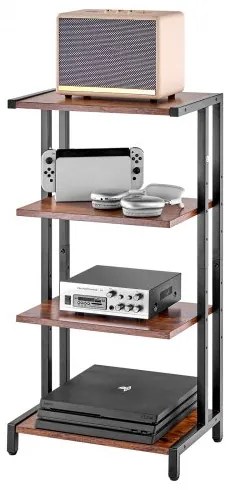 VEVOR 4-Tier AV Media Stand Height-Adjustable Wooden Audio-Video Media Stand