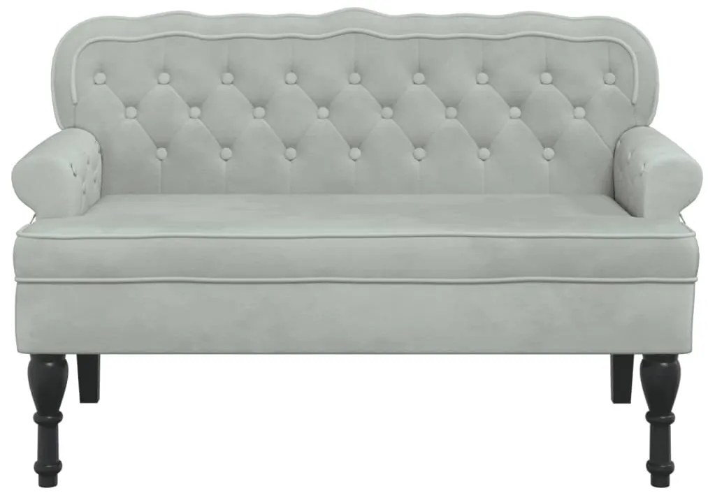 vidaXL Παγκάκι με Πλάτη Ανοιχτό Γκρι 119,5x64,5x75 εκ. Βελούδινο