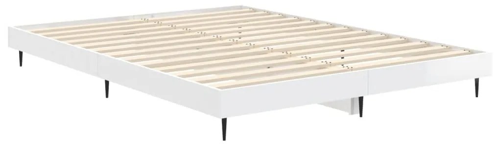 vidaXL Πλαίσιο Κρεβατιού Γυαλιστερό Λευκό 140x190 εκ Επεξεργ. Ξύλο