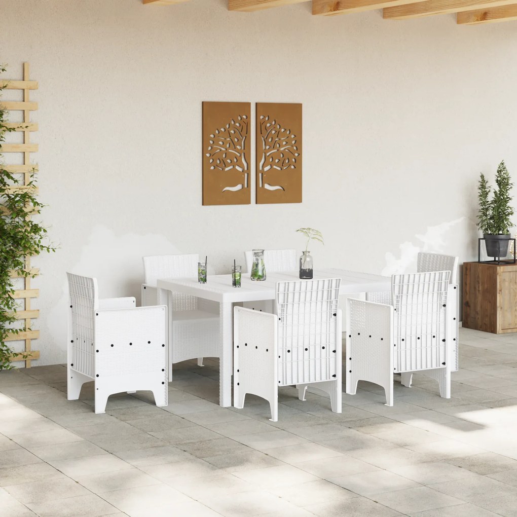 vidaXL Κήπου Τραπέζι Λευκό 150x100x73 εκ Πλαστικό Ράττα