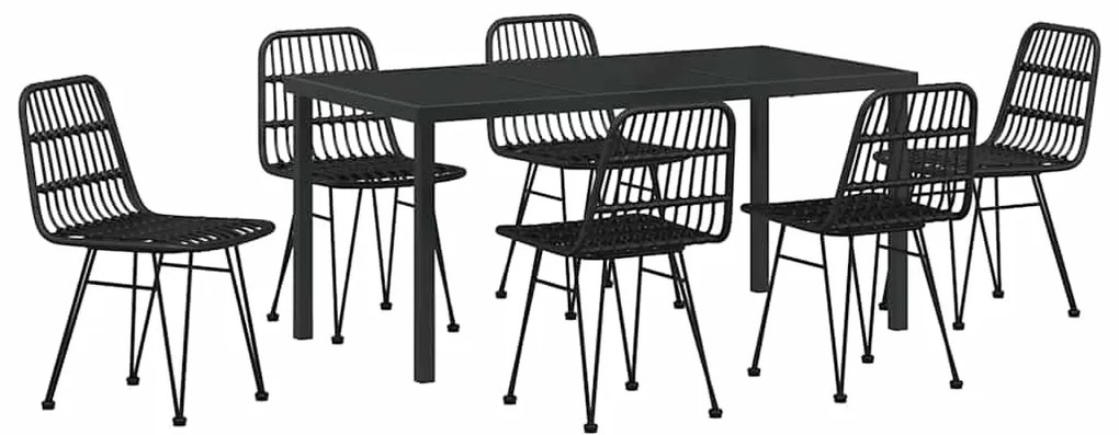 vidaXL Σέτ φαγητού για κήπο 7 pcs Μαύρο Χάλυβας με επίστρωση πούδρας