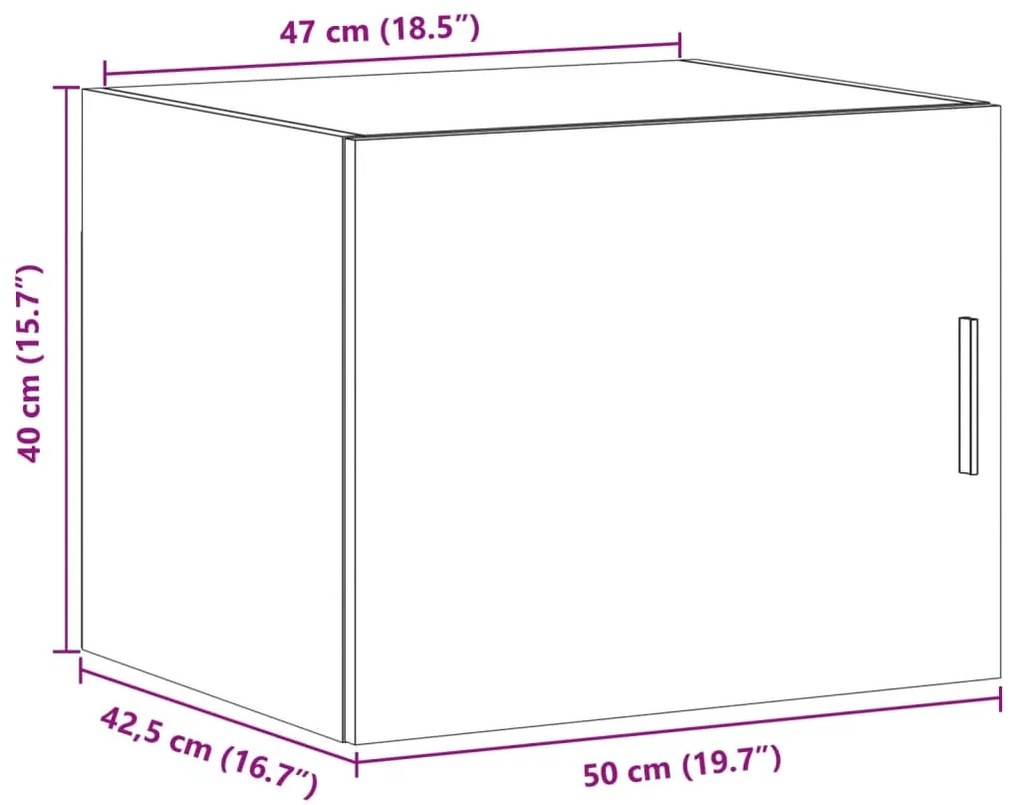 Ντουλάπι Τοίχου Γκρι Σκυρ. 50x42,5x40 εκ. Επεξεργασμένο Ξύλο - Γκρι
