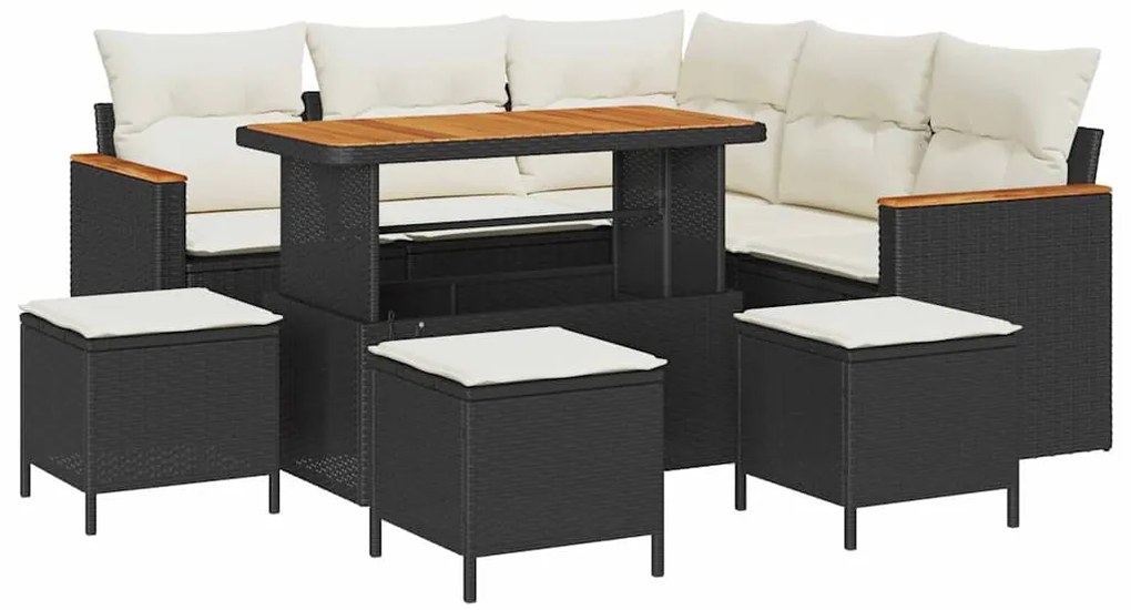 vidaXL Σετ Καναπέ Κήπου 9 pcs Μαύρο συνθετικό ρατάν