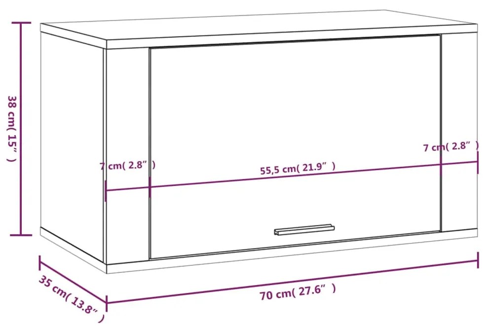 Παπουτσοθήκη Επιτοίχια Γκρι Σκυρ. 70x35x38 εκ. Επεξεργ. Ξύλο - Γκρι