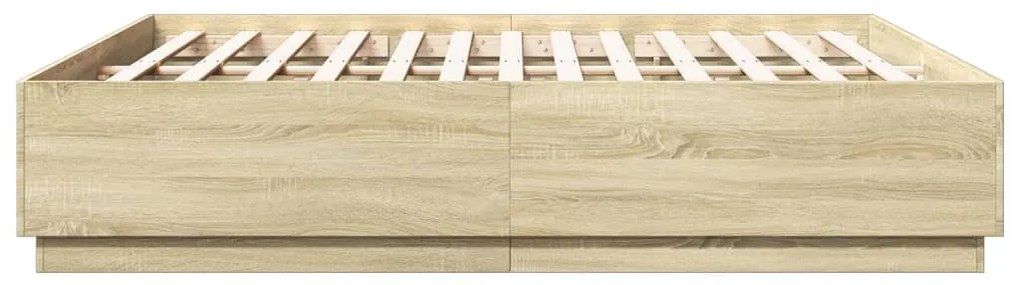 vidaXL Πλαίσιο Κρεβατιού με Φώτα LED Sonoma Δρυς 200x200εκ. Επεξ. Ξύλο