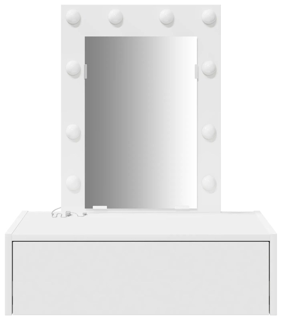 vidaXL Τοίχου Τοποθετημένο Τραπέζι Μακιγιάζ με LED φώτα - Λευκό