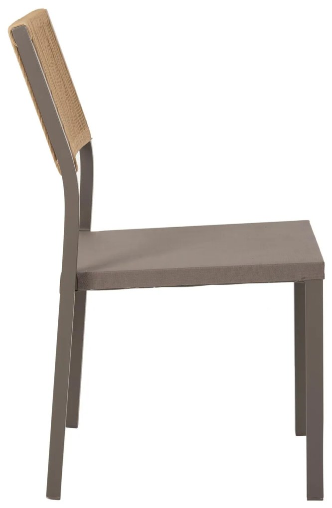 Καρέκλα C5921.03 Αλουμινίου Σαμπανί με Rattan και Textline 46x55,5x83 εκ. 46x55.5x83 εκ.