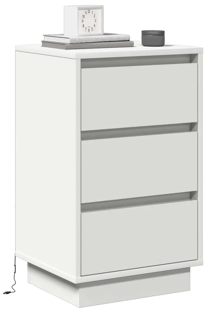 vidaXL Κομοδίνο με συρτάρι Λευκό 39 x 34.5 x 65 εκ. Επεξεργασμένο ξύλο