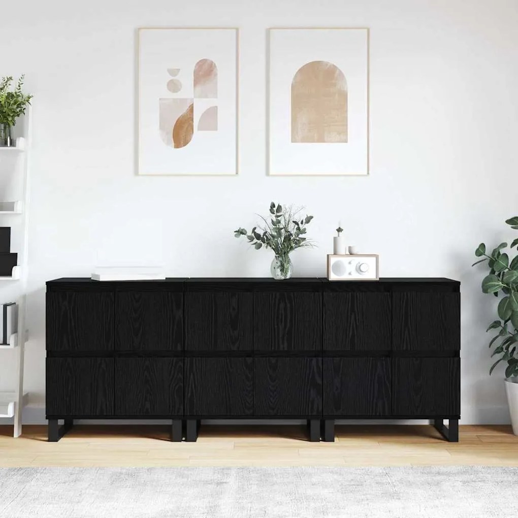 vidaXL Παραδοσιακά Πλευρικά Έπιπλα 3 pcs Μαύρη δρυς 180 x 35 x 70 εκ