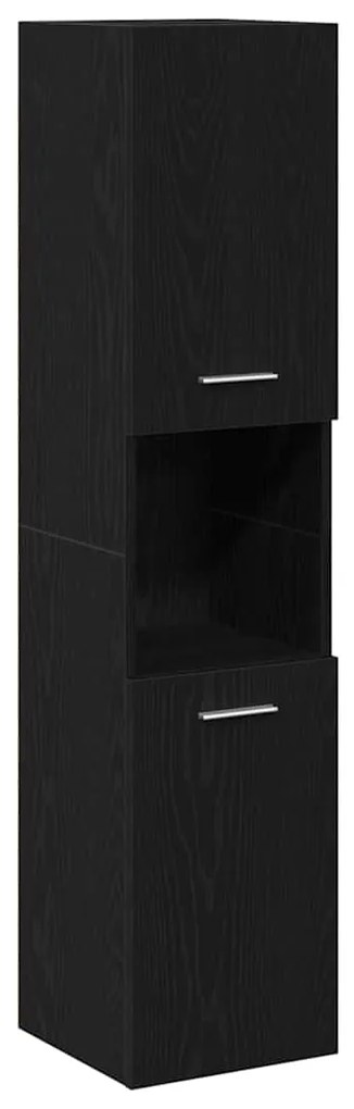 vidaXL Σετ Επίπλων Μπάνιου με ράφι 4 pcs Μαύρη Οξυά Επεξεργασμένο ξύλο