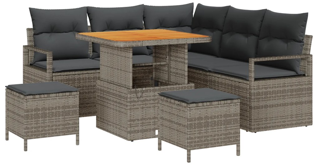 vidaXL Σετ Καναπέ Κήπου με μαξιλάρι 8 pcs Γκρι Πολυ ράταν