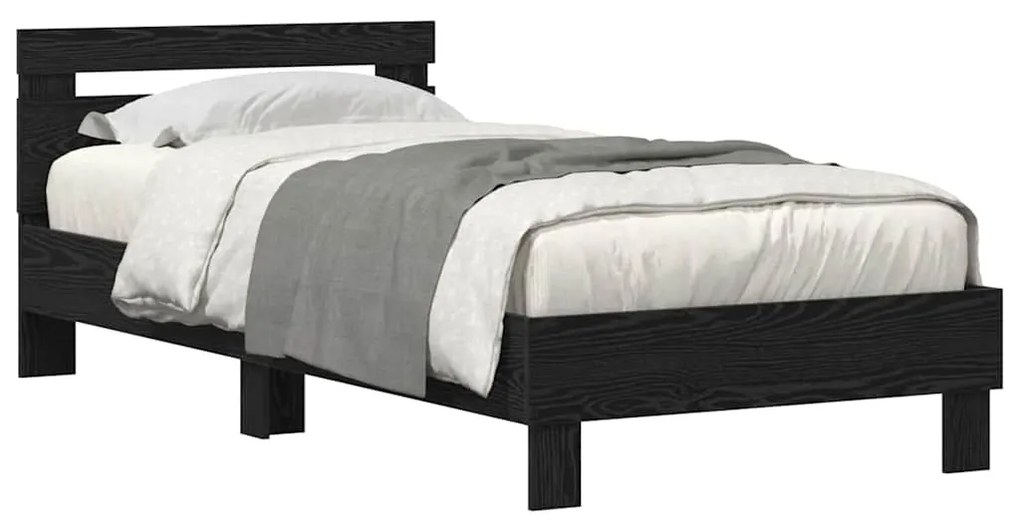 vidaXL Σκελετός Κρεβατιού Μαύρη δρυς 90 x 190 cm Επεξεργασμένο ξύλο