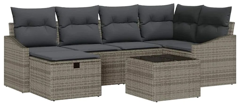 vidaXL Σετ Καναπέ Κήπου 7 pcs Γκρι Πολυ rattan, βαμμένο ατσάλι