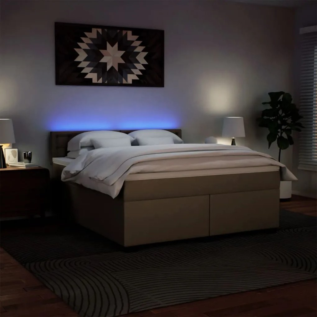 vidaXL Κρεβάτι Boxspring με Στρώμα Καπουτσίνο 180x200 εκ. Συνθ. Δέρμα