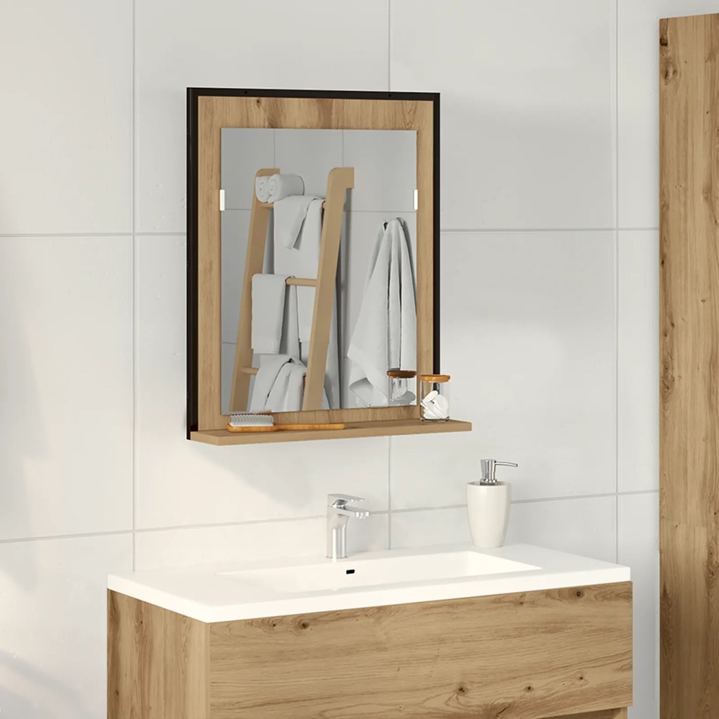 Καθρέφτης μπάνιου vidaXL Artisan Oak 50x12x60 εκ. Επεξεργασμένο ξύλο