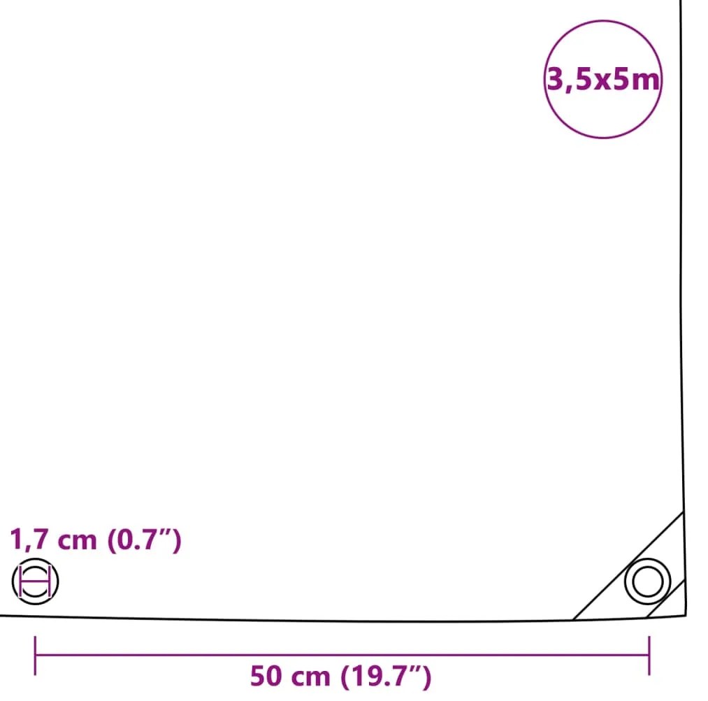 vidaXL Μουσαμάς Λευκός 3,5 x 5 μ. 650 γρ./μ.²