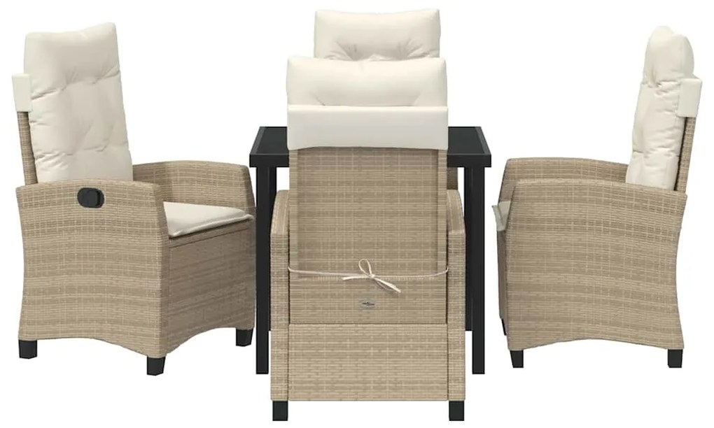 vidaXL Σέτ φαγητού για κήπο με μαξιλάρι 5 pcs Μπεζ συνθετικό ρατάν