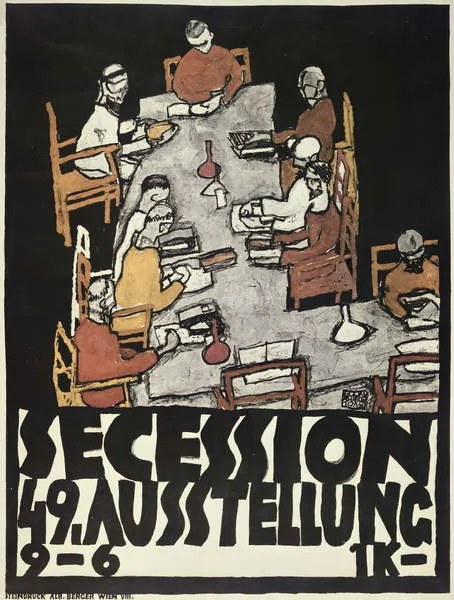 Egon Schiele - Εκτύπωση έργου τέχνης Poster for the Vienna Secession, 49th Exhibition, Die Freunde, (30 x 40 cm)